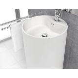 washbasin free standing Tube ø45x90cm Solid Surface mat white with faucet hole