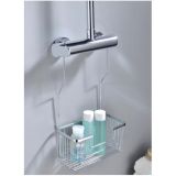 shower rack chrome with ophang hooks for mounting to shower faucet