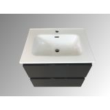 vanity unit Kubic 60cm, anthracite high gloss with ceramic washbasin