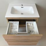 vanity unit Roble 60cm, oak 'look' with ceramic washbasin
