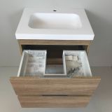 vanity unit Roble 60cm, oak 'look' with 5 cm Composite washbasin