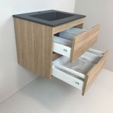 vanity unit Roble 60cm, oak 'look' with Composite washbasin anthracite