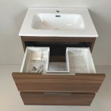 vanity unit Nogal 60cm, walnut 'look' with ceramic washbasin