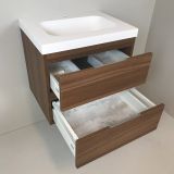 vanity unit Nogal 60cm, walnut 'look' with 5 cm Composite washbasin