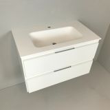 vanity unit Blanco 80cm, white with Solid Surface washbasin