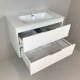 vanity unit Blanco 80cm, white with ceramic washbasin