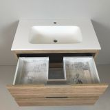 vanity unit Roble 80cm, oak 'look' with Solid Surface washbasin