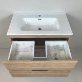 vanity unit Roble 80cm, oak 'look' with ceramic washbasin