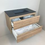 vanity unit Roble 80cm, oak 'look' with Composite washbasin anthracite