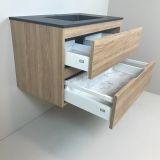 vanity unit Roble 80cm, oak 'look' with Composite washbasin anthracite
