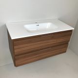 vanity unit Nogal 100cm, walnut 'look' with ceramic washbasin