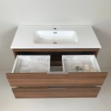 vanity unit Nogal 100cm, walnut 'look' with ceramic washbasin