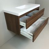 vanity unit Nogal 100cm, walnut 'look' with 5cm thick Composite washbasin