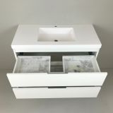 vanity unit Blanco 100cm, white lacqued with 5cm Composite washbasin