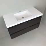 vanity unit Wengé 100cm, wengé 'look' with 5cm Composite washbasin