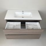 vanity unit Fresno 100cm, ash wood 'look' with ceramic washbasin