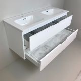 double vanity unit Blanco 120cm, white with ceramic washbasin