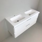 double vanity unit Blanco 120cm, white with 5cm thick Composite washbasin