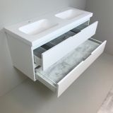 double vanity unit Blanco 120cm, white with 5cm thick Composite washbasin