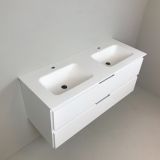double vanity unit Blanco 120cm, white with Solid Surface washbasin