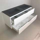 double vanity unit Blanco 120cm white with Composite washbasin anthracite