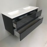 double vanity unit Kubic 120cm anthracite high gloss with Solid Surface washbasin