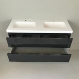 double vanity unit Kubic 120cm anthracite high gloss with 5cm thick Composite washbasin