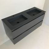 double vanity unit Kubic 120cm anthracite high gloss with Composite washbasin anthracite