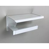 Toilet paper holder Cube white with shelf for smartphone