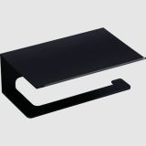 Toilet paper holder rectángulo matt black with shelf for smartphone