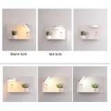 Set made of 2 LED wall lamps with shelf, rotatable lighting and usb connection white