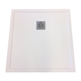 Composite shower tray with border Stone Eco 105,5x115cm white structure even