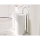 washbasin free standing Tube ø45x90cm Solid Surface mat white without faucet hole
