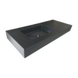 Free-hanging Composite washbasin Solid Stone, 110x45cm black
