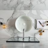 ceramic round surface-mounted wash bowl Calacatta ø36cm white marble with grey vein
