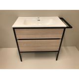 vanity unit set 2-piece Eternal 90cm oak - matt black, with ceramic washbasin