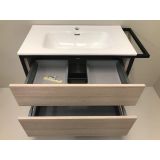 vanity unit set 2-piece Eternal 90cm oak - matt black, with ceramic washbasin