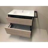 vanity unit set 2-piece Eternal 90cm oak - matt black, with ceramic washbasin