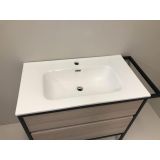 vanity unit set 2-piece Eternal 90cm oak - matt black, with ceramic washbasin