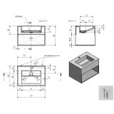 Solid Surface wastafel Ariel Middle met handdoekvak 50x35x35cm (lxdxh) mat wit