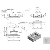 Solid Surface wastafel Ariel Standaard met handdoekhouder 50x35x15 (lxdxh) mat wit