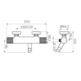 Thermostatic surface-mounted bath faucet Aura chrome