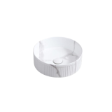Keramische ronde opbouw waskom Corinto Calacatta Ø37,5cm wit marmer