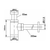 designer siphon Evolution 1¼" matt black with wall pipe