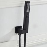 hand shower set Nero Cuadro matt black including holder with water inlet and hose 150cm 