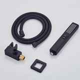 hand shower set Nero Cuadro matt black including holder with water inlet and hose 150cm 