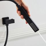 hand shower set Nero Cuadro matt black including holder with water inlet and hose 150cm 