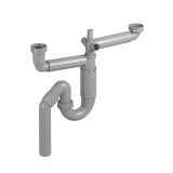 double space saving telescopic siphon for kitchen sink with bottom outlet