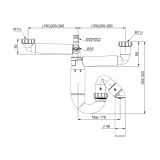 double space saving telescopic siphon for kitchen sink with bottom outlet