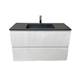 Badmeubel Ithaca 90cm wit hoogglans met composiet wastafel antraciet
